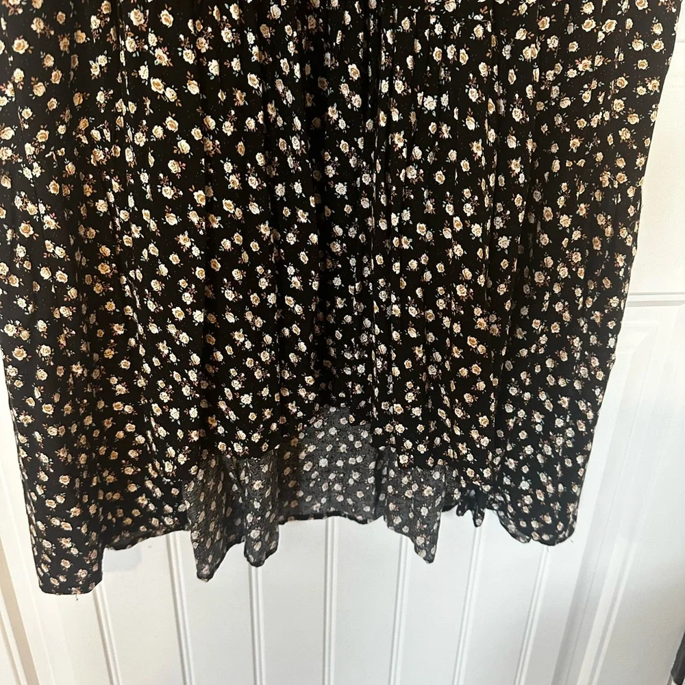 NATURAL LIFE Black Midi Dress with Cream Floral Print - Picture 2 of 8